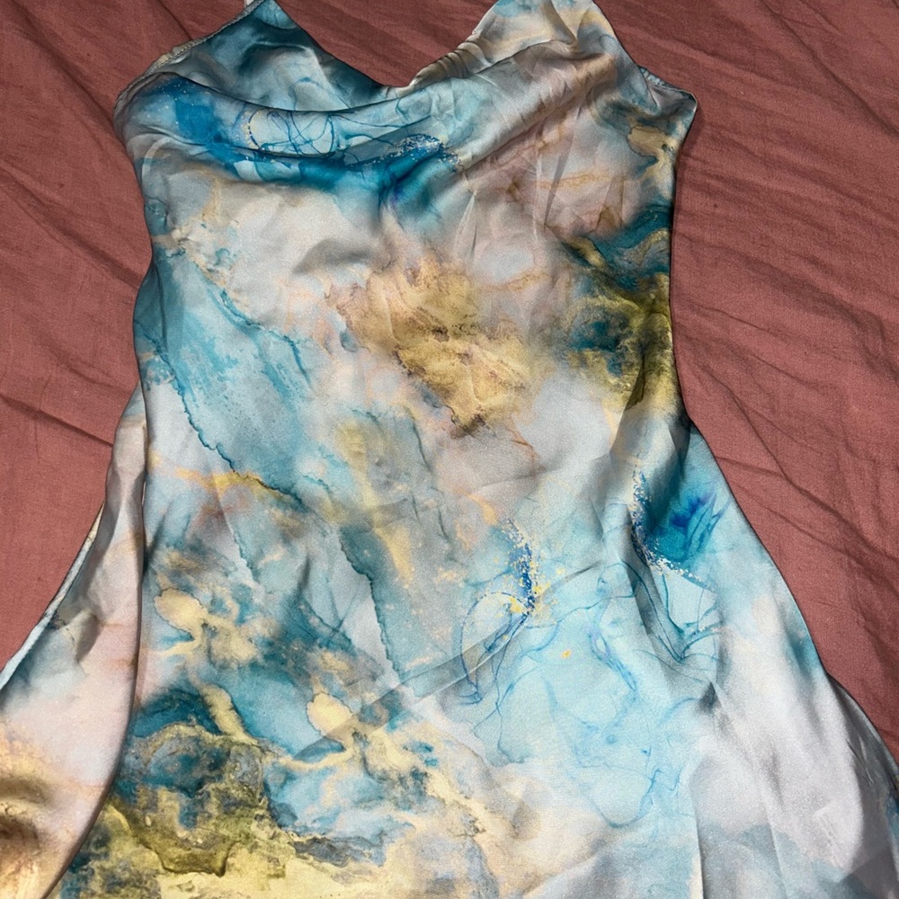 slip on marble satin dress